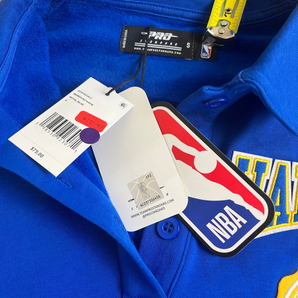 Golden State Warriors Pro Standard NBA Cropped Polo Sweatshirt Women Size S Blue - Picture 6 of 8